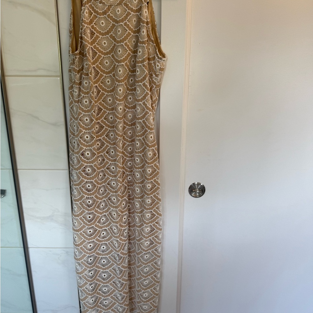 Aura Beige and White Lace Dress